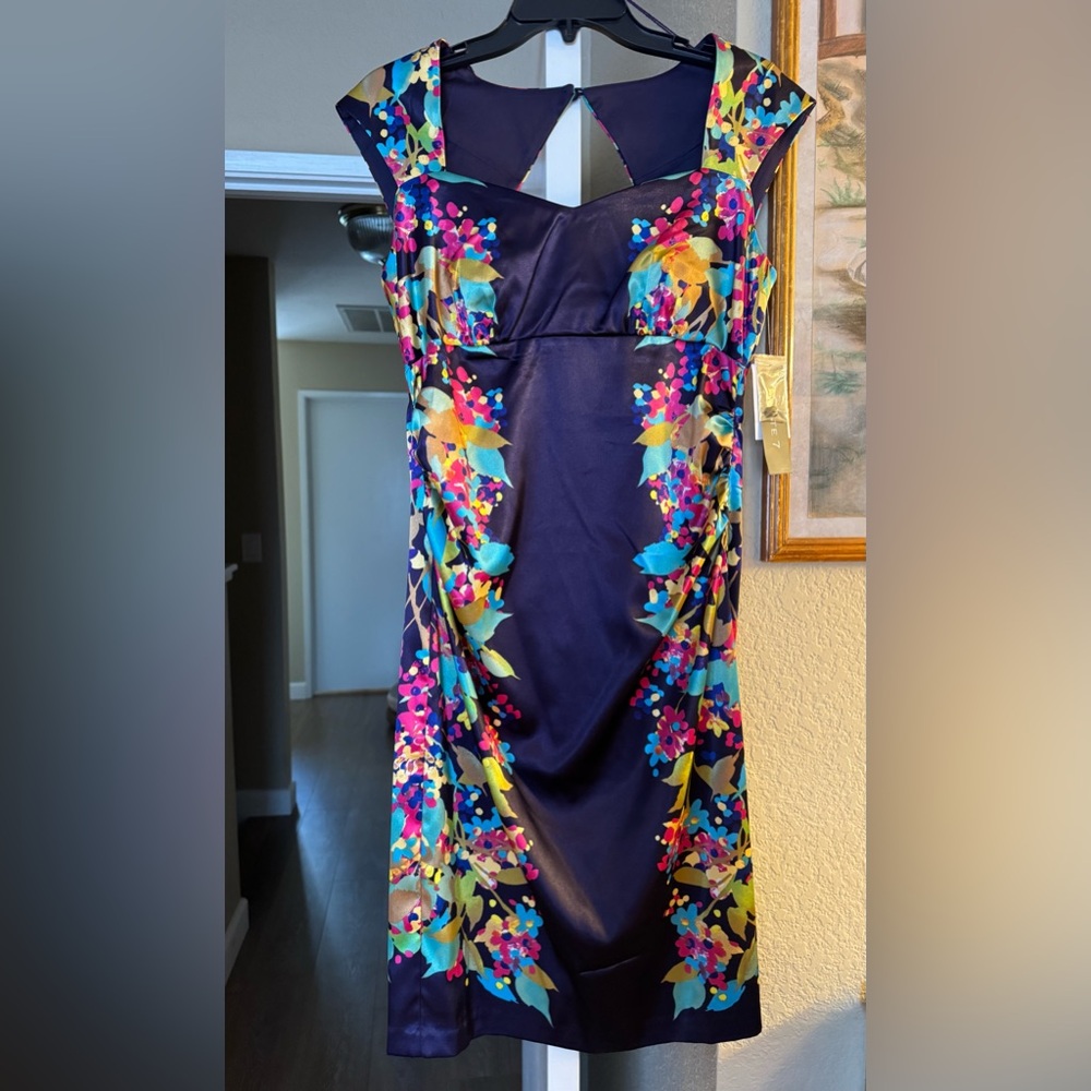 New Womens Suite 7 Dress Sz 8 Floral Purple  Floral  Sleeveless Dress